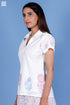 Slub Cotton Dolly Top With Chikankari Embroidery